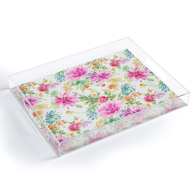 Plateau en acrylique Cassidy Rae Marietta, Rose, Floral