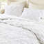3 pièces d'édredon double / grand avec détails floraux et cravates texturés, broderie décontractée, ruché élastique, adaptabilité toutes saisons, standard 100, microfibre lavable à la machine, chaleur légère,-118916180-118916182