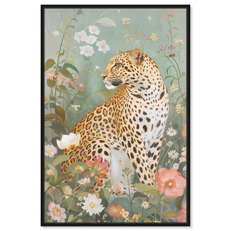 «Leopard Spring» par Art Remedy, H 25 po x l 17 po, Cadre noir