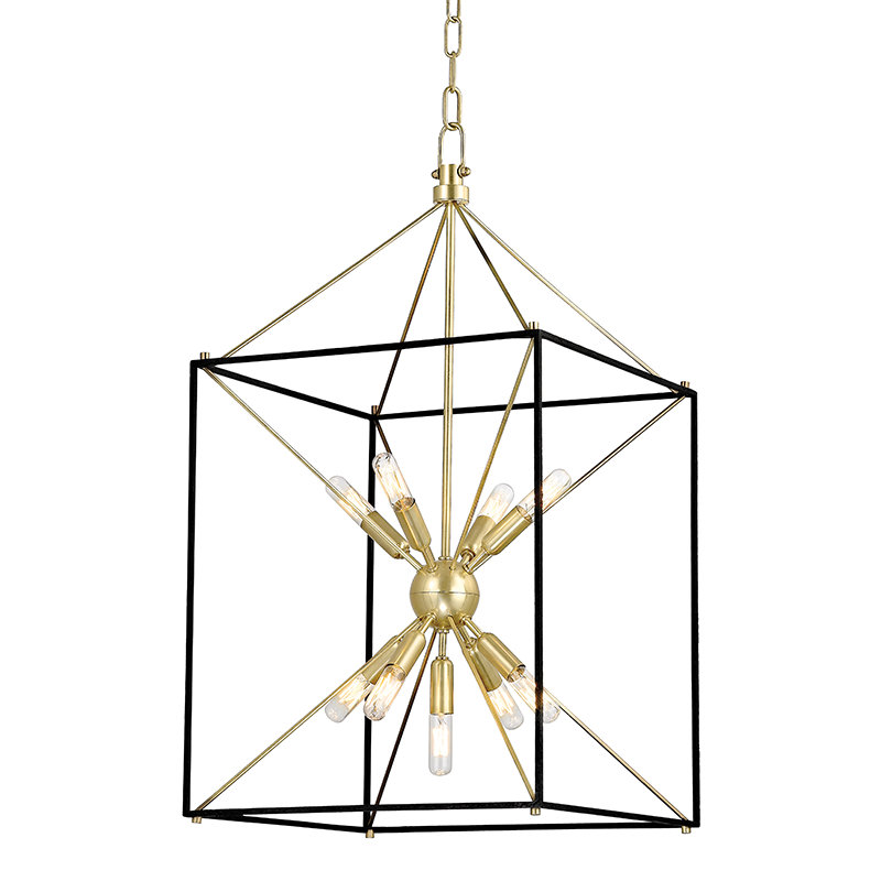 Glendale 9 Light Lantern, Aged Brass, 30" H x 16.25" W x 16.25" D