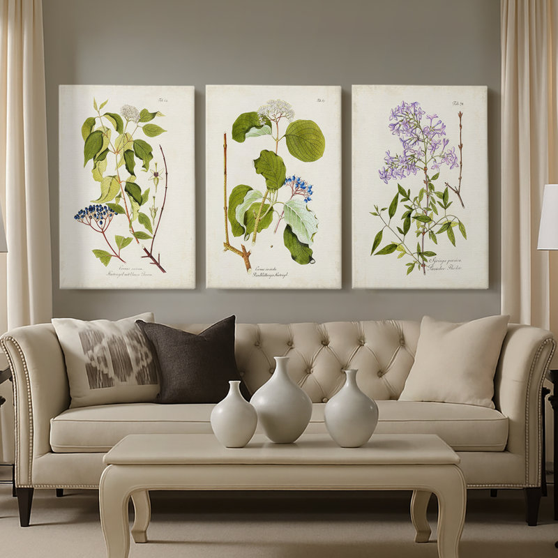 Arbre en fleurs I - Toile tendue avec châssis sur mesure - 3 pièces, H 12 po x l 24 po