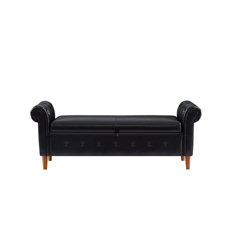 Kilner Faux Leather Upholstered Storage Bench, Black