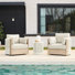 2-Person Swivel Seating Group with Solid Wood Table and Cushions