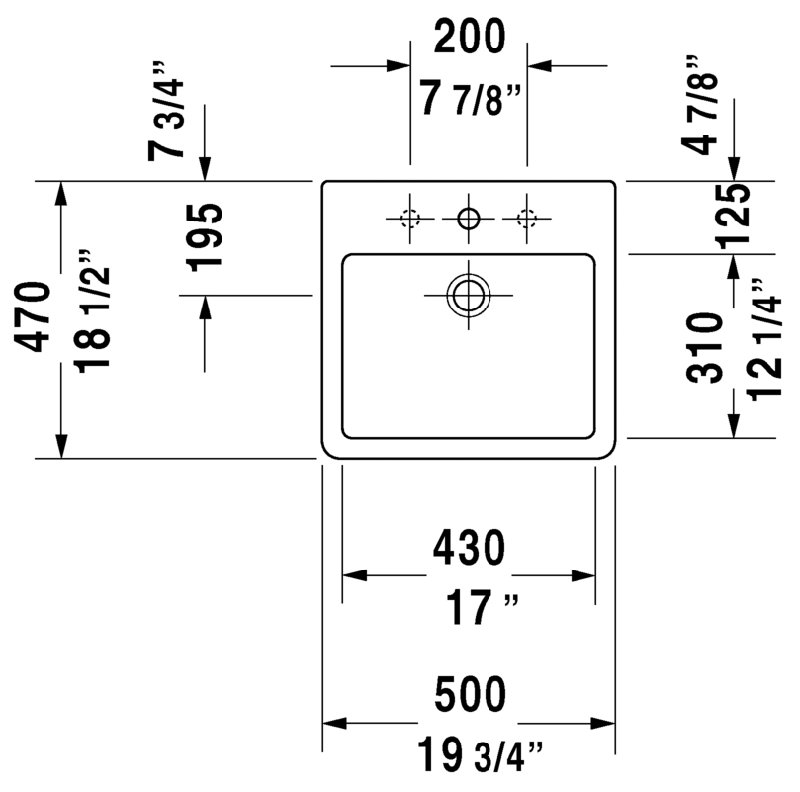 White Ceramic Rectangular Above-Counter Vessel Sink