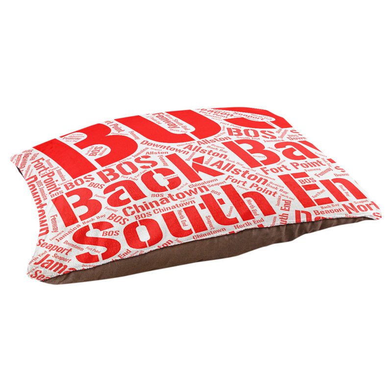 Coussin de chien « districts », Rouge, Grand (l 40 po x P 30 po x H 14 po), Boston