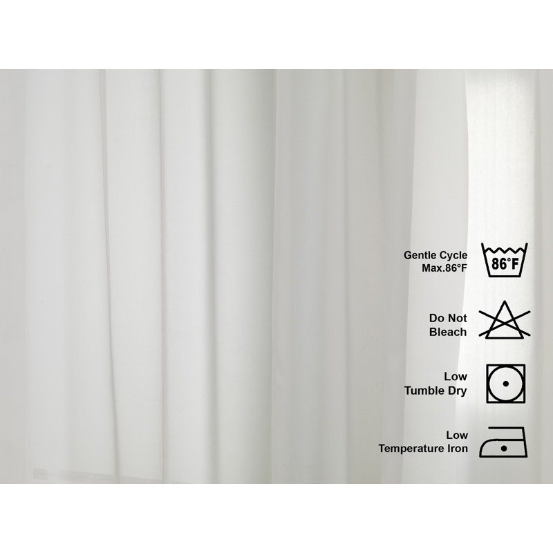Ecru Extra Long Faux Silk Sheer Curtain Panels Set