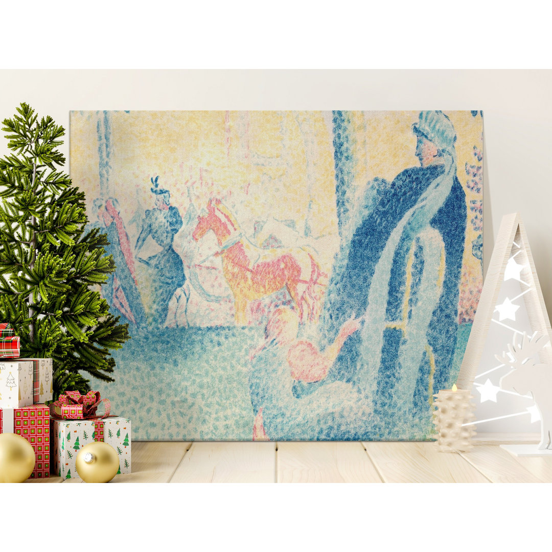Pointillist Park Scene Vintage Canvas Print