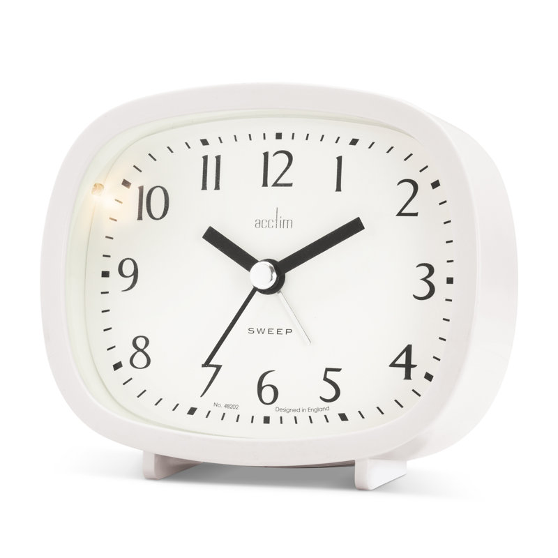 Acctim Hilda Analogue Alarm Clock Non Ticking Sweep Crescendo Alarm Backlight Contemporary, White