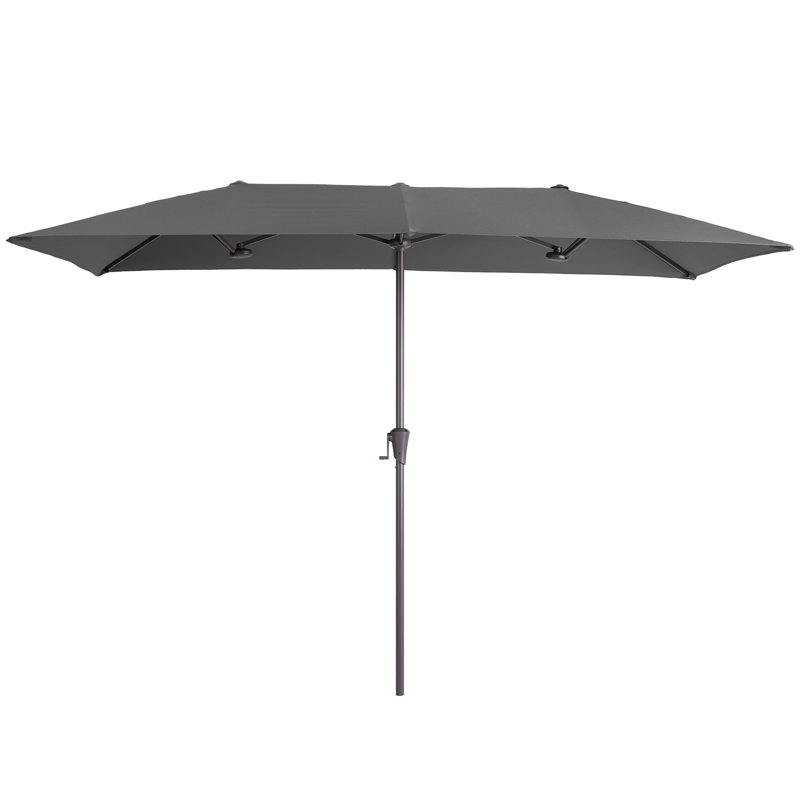 Parasols de table de patio à double face avec auvent résistant aux rayons UV et manivelle, L 10 pi x P 6,5 pi x H 7,8 pi