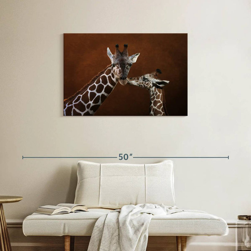 Girafe embrassant maman, H 24 po x l 36 po