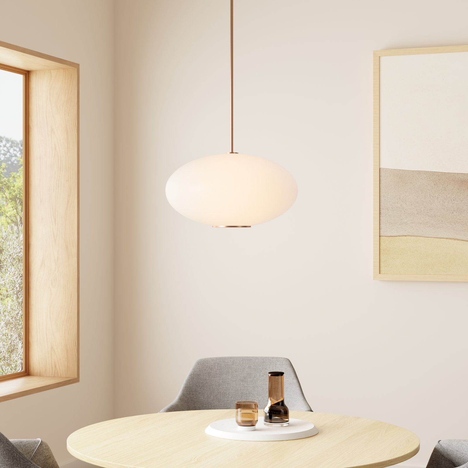 Illusion Dimmable Single Light Pendant, Aged Brass, 3000K