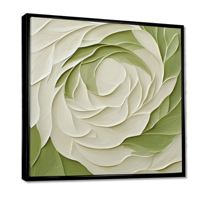 Abstract White Green Eclipse Of A Rose - Rose Print Wall Art