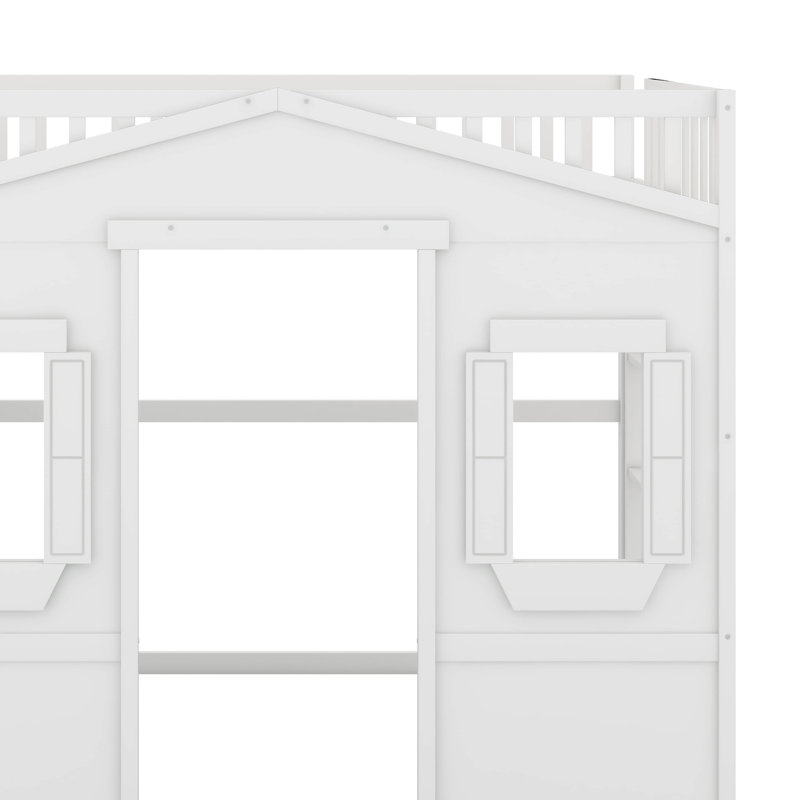 Lit mezzanine double avec échelle, Blanc