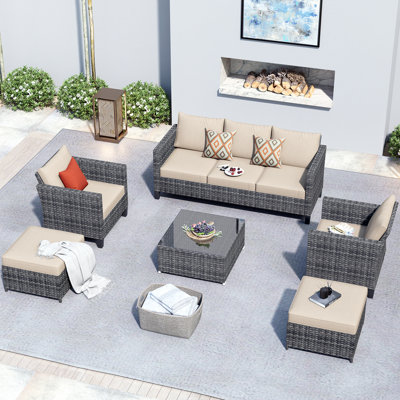 Sturgill 6 Piece Rattan Sofa Seating Group With Cushions