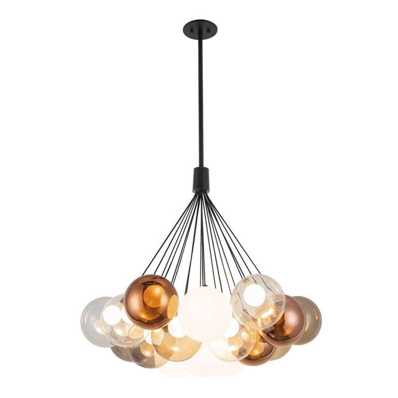 Bolla 28-in Black dimmable LED Chandelier, Matte Black