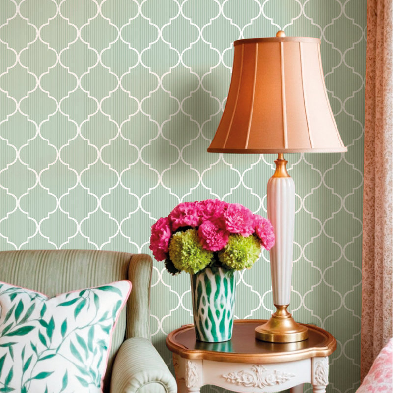 Blooming Garden Collection Moorish Geometric Wallpaper Roll, Beige