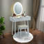 Ensemble coiffeuse avec tabouret et miroir Brassfield-1085366432