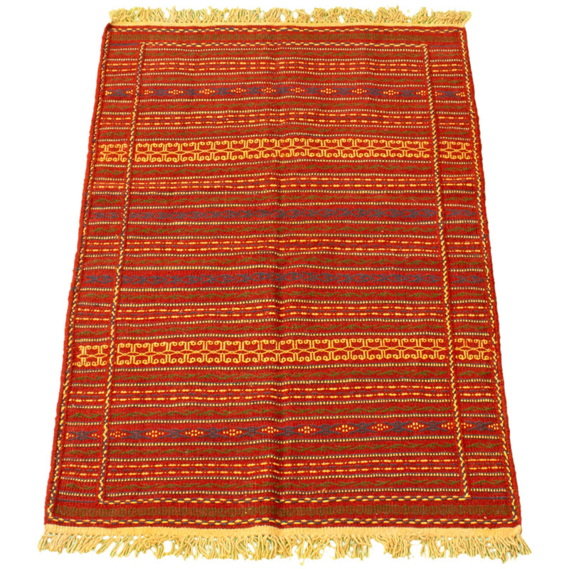 Tapis décoratif en laine noué à la main de conception unique 3 pi 2 po x 5 pi Bordiuk New Age