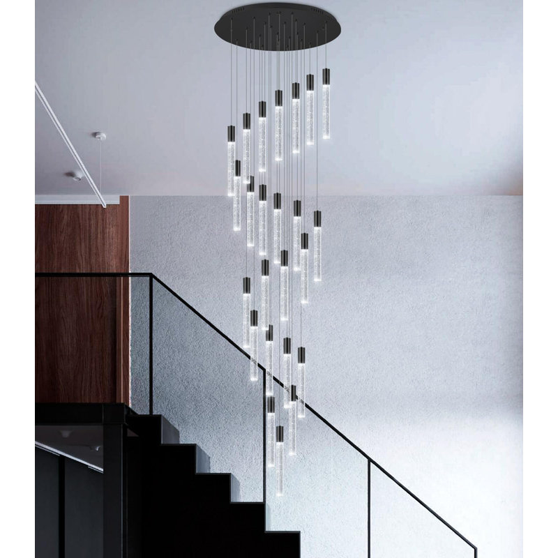 Lustre clair en cristal à intensité variable, 28, Noir mat