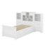Lit plateforme simple en bois avec armoire verticale et 4 tiroirs de chaque côté-2005383684