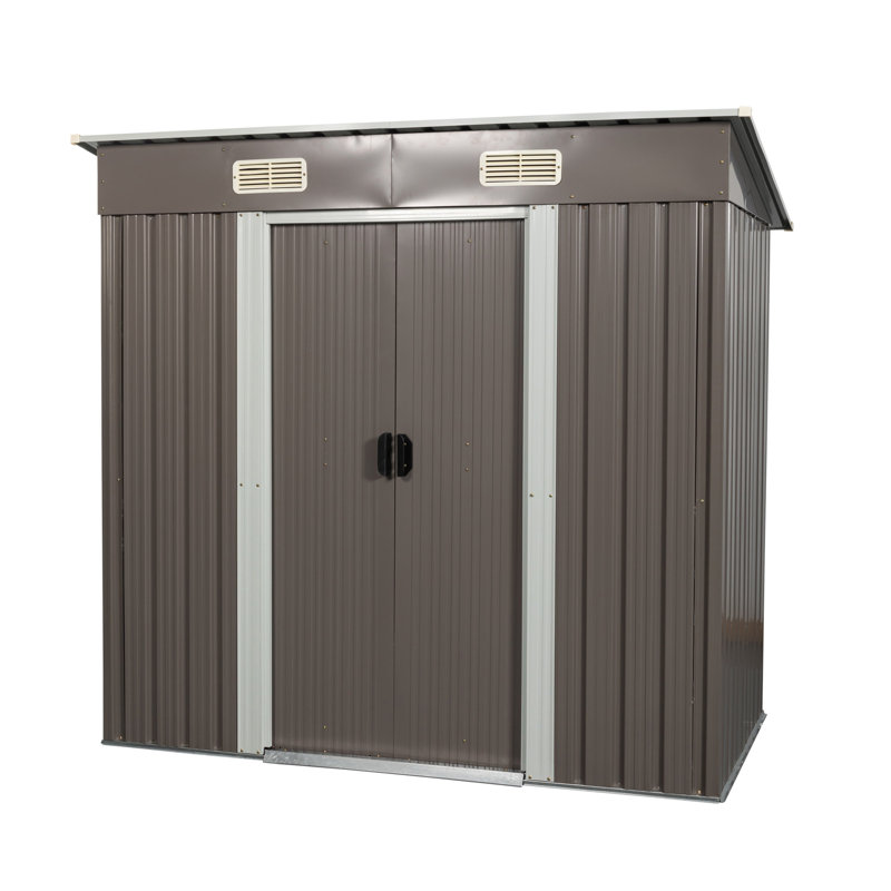 Mondawe 6 ft. W x 4 ft. D Metal Outdoor Storage Shed with Sliding Doors and Foundation Frame