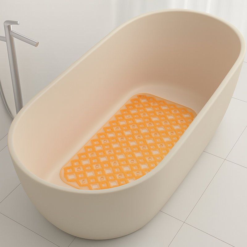 Theriot Plastic / Acrylic Shower Mat, Orange