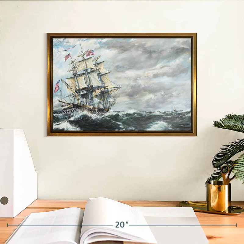 Tête de frégate USS Constitution pour frégate, Cadre flottant doré, 13 po x 9 po