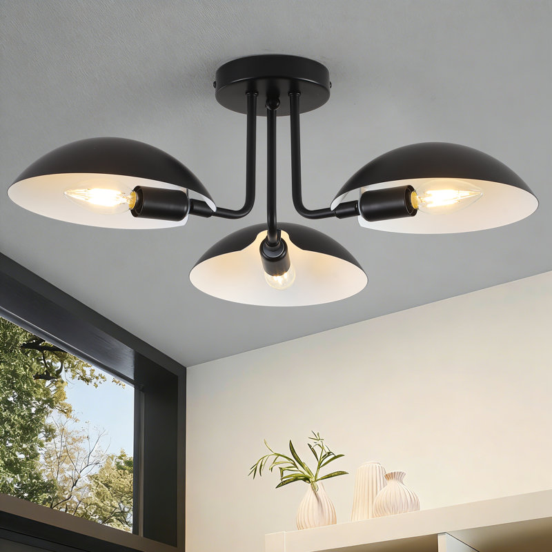 Plafonnier semi-encastré 3 lumières Spoutnik, Noir