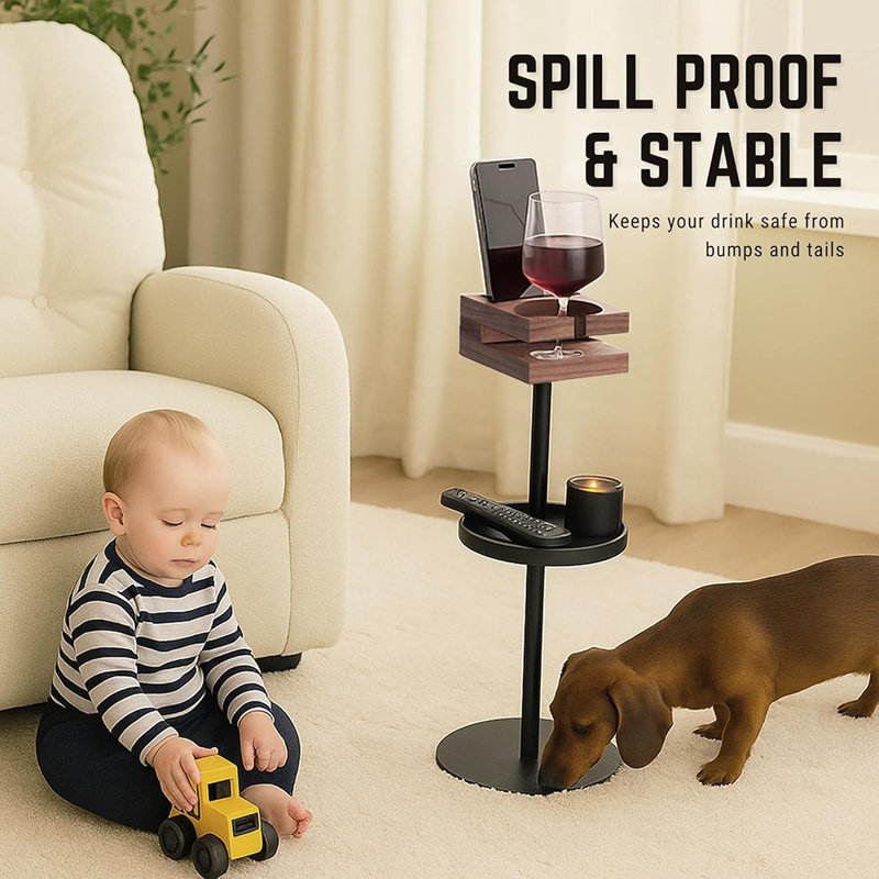Table d'appoint Slim - Guéridon en noyer