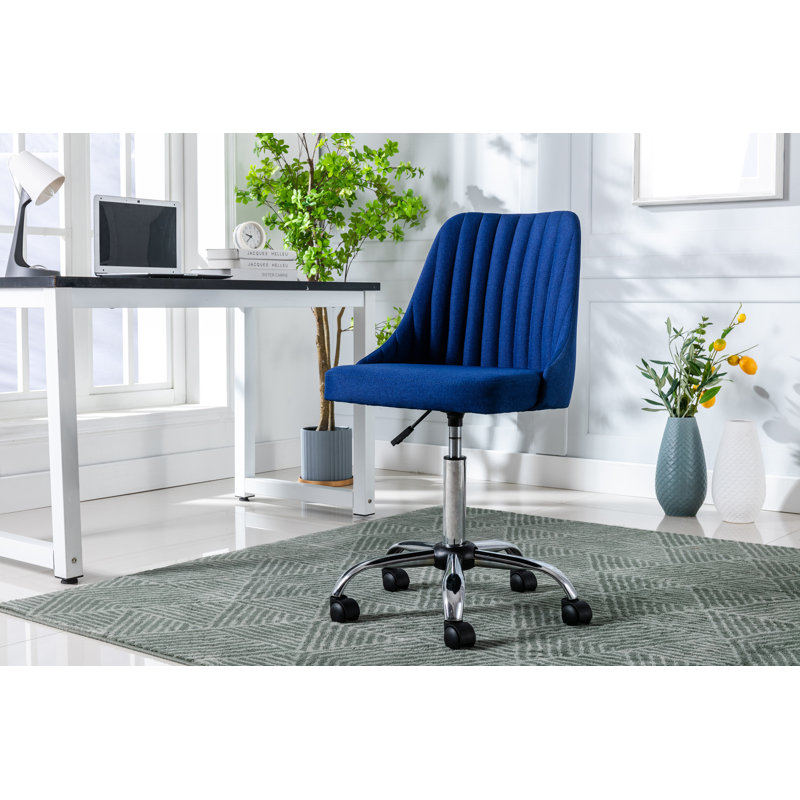 Beckah Fabric Upholstered Office Chair with Chrome Base, Blue