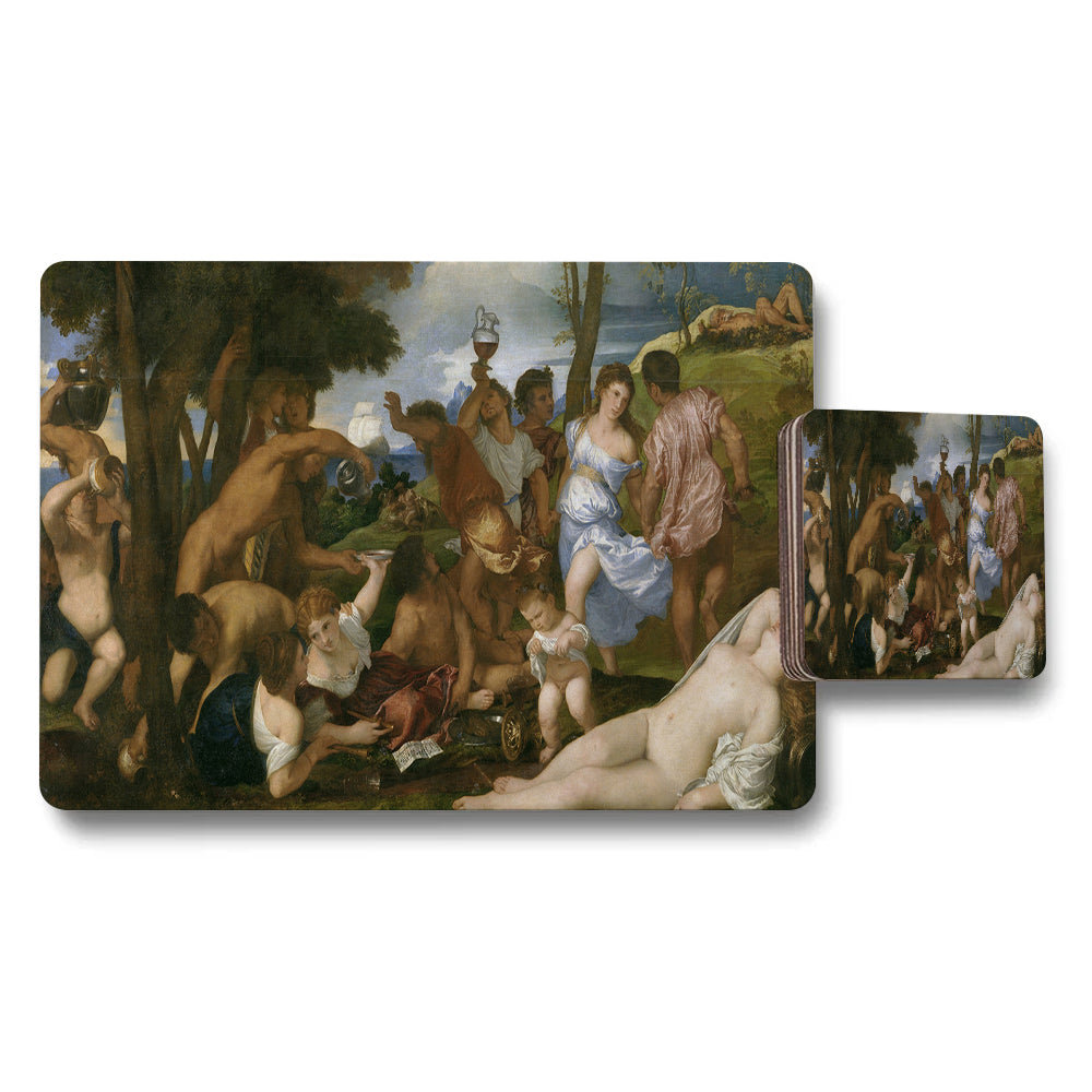 Classical Painting Placemats And Coasters Set For Dining Tables
