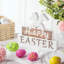 Joyeuses Pâques, panneau de table de lapin de Pâques, bloc de bois, dictons, tableau de Pâques en bois, décorations rustiques de lapin campagnard