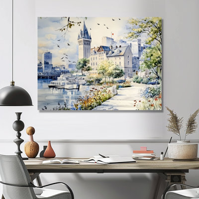 Old Port Of French City Scene I - France Metal Wall Decor, Traditional Metal Print