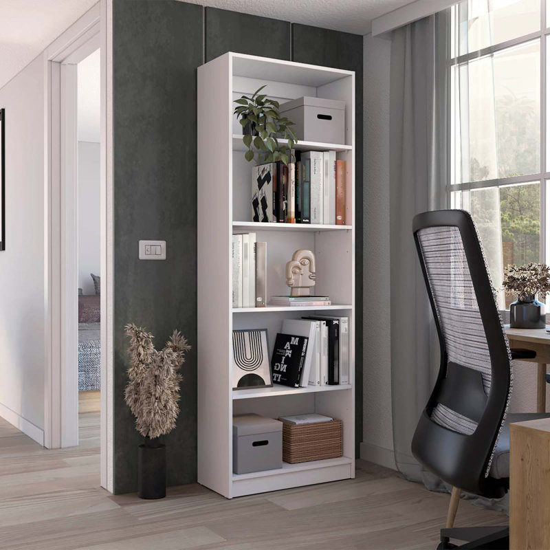 Bibliothèque Home avec 4 tablettes et plusieurs niveaux de rangement, Multi-couleur