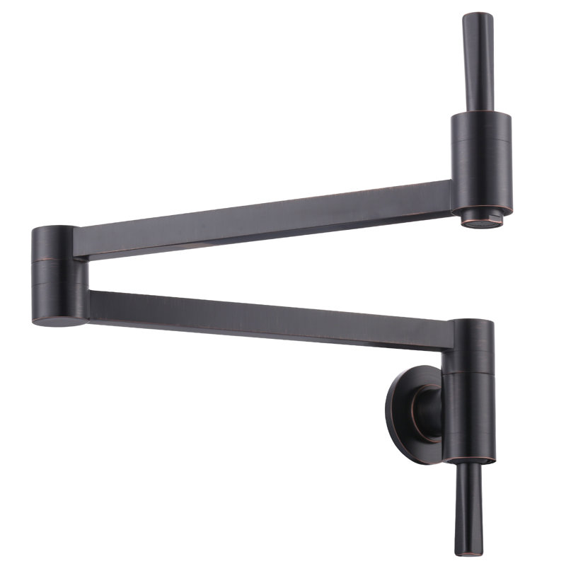 Brushed Gold Wall Mount Pot Filler with Double Joint Swing Arm