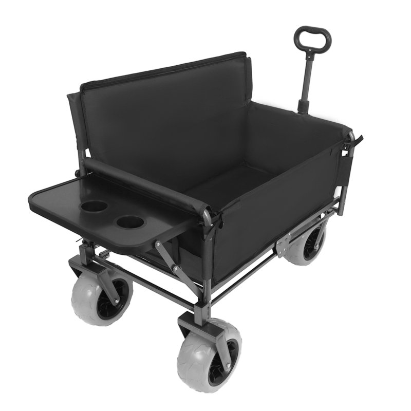 Le chariot pliable 3-en-1 se convertit en banc avec table arrière, chariot pliant robuste pour le camping et la plage, Non