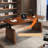 Nut-brown + Black Rectangular Hight adjustable Solid + Manufactured Wood + Steel desk-108222190