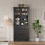 Armoire de cuisine de 72 po de hauteur, armoire-bar avec support pour micro-ondes, table basse de style campagnard, armoire avec portes en verre pour la salle à manger