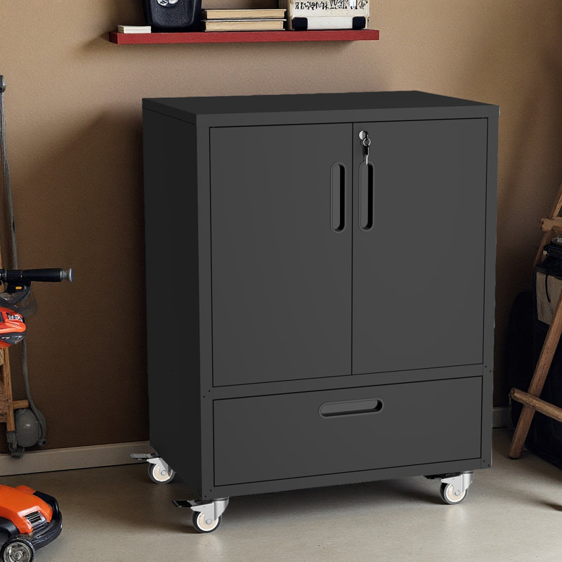 Chariot à outils avec roues, H 40 po x l 30 po x P 20 po, armoire à outils mobile avec roulettes verrouillables et tiroir, organisateur de rangement en acier robuste pour garage, atelier, bureau - Assemblage facile en 30 minutes