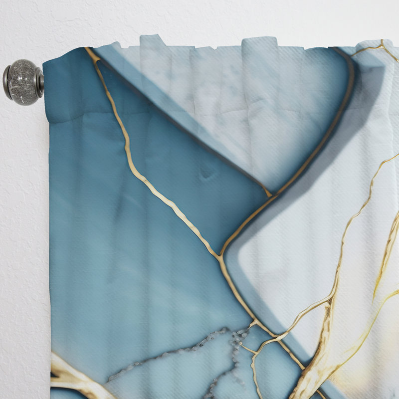 Caius - Abstract Geode White II - Modern Velvet Curtain - Room Darkening - 1 panel, 52" W x 108" L