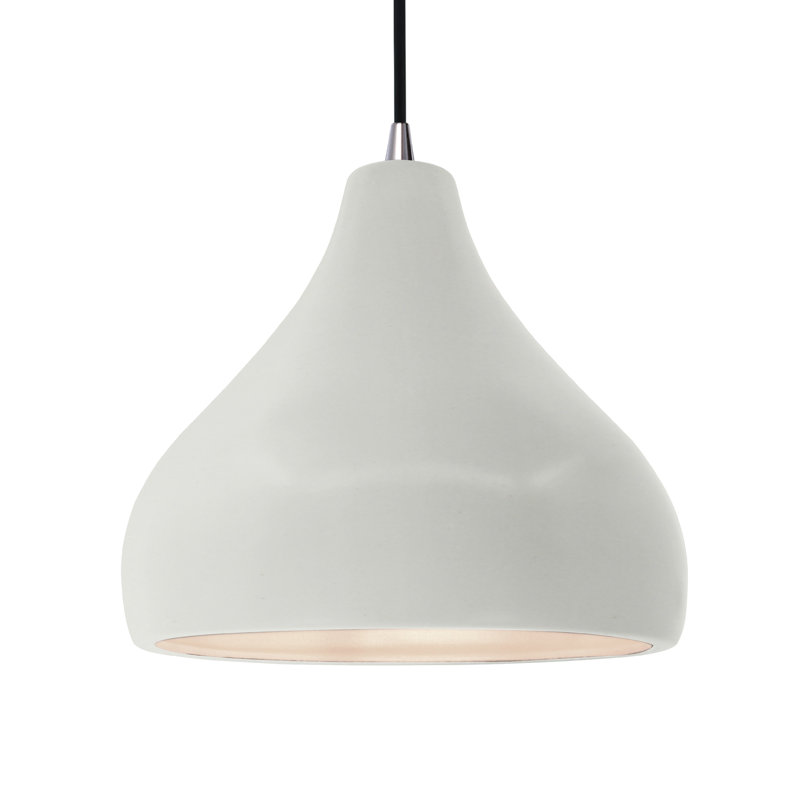Luminaire suspendu à 1 lumière Meydan, H 9,5 po x l 13,5 po x P 13,5 po, Blanc mat / noir mat, Gris brillant / noir nickel