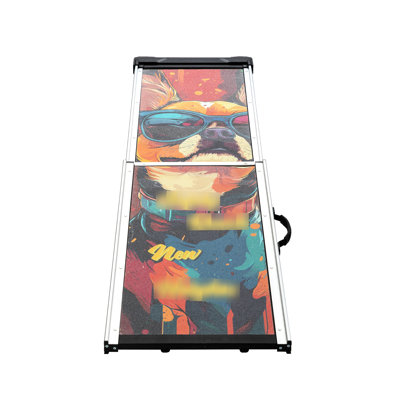 Retractable Pet Ramp For Suvs, Non - Slip Surface And Stable Structure, Decorated With Cool Patterns Telescoping Steps Cars, Cloth Strap, Suitable Older Dogs Cats