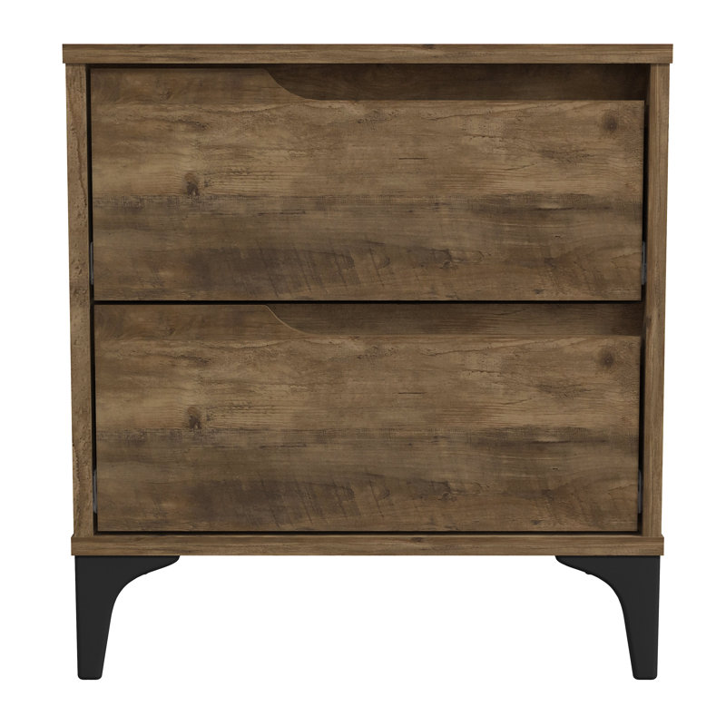 Norcross 20" 2 Drawer Nightstand, Dark Brown