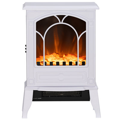 Chaufferette électrique, poêle autoportant avec effet de flamme réaliste protection contre la surchauffe 725W / 1450W blanc