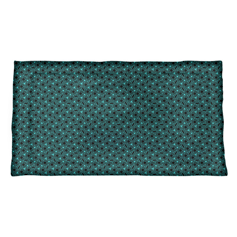 Taie décorative en treillis Katelyn Elizabeth, Microfibre, Simple standard, Sarcelle / Noir