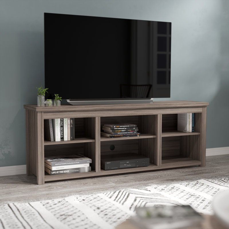 Gray Wash Oak 65" TV Stand with Open Storage