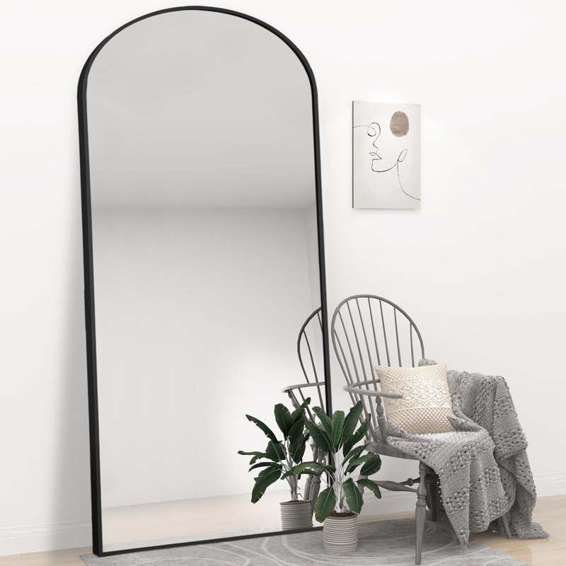 Metal Framed Mirror in Black, 71" x 32"