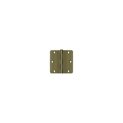 Charnière à rayon de 3 1/2 po x 3 1/2 po x 1/4 po Deltana S35R4BK5, épaisseur résidentielle, paire de laiton antique