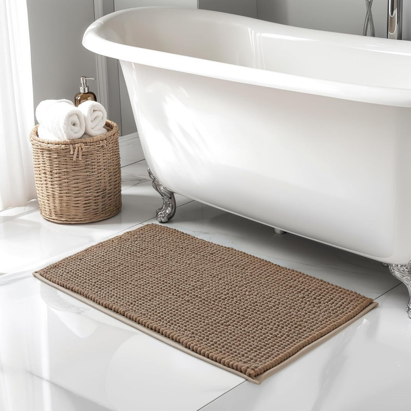 Super Soft  Absorbent Non-Slipping Bath Rug, 32" L x 20" W, Taupe Brown