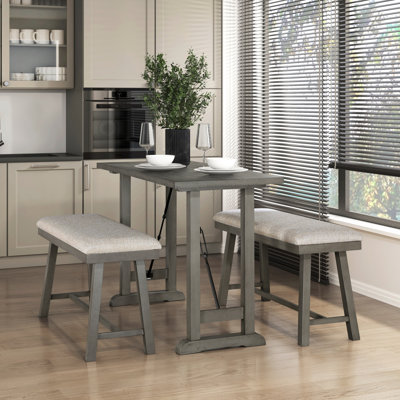 Babbitt 3pc Counter Height Set Counter Height Table with 2x Bench Foam Cushioned Seats